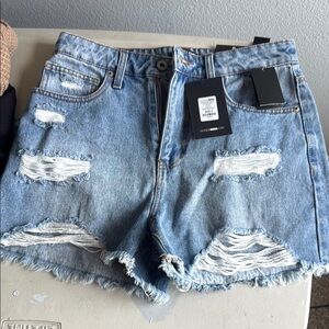 Fashion Nova Blue Distressed Jean Shorts